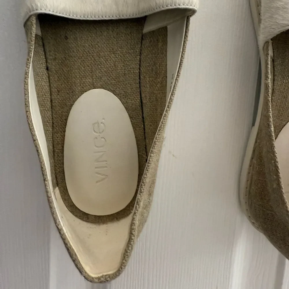 Vince Women's Italian calfskin Cream/white espadril Slip-On Shoes size 9.5